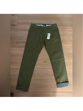 NEW Mens Army Green 100% Cotton Chino Pants 32/29